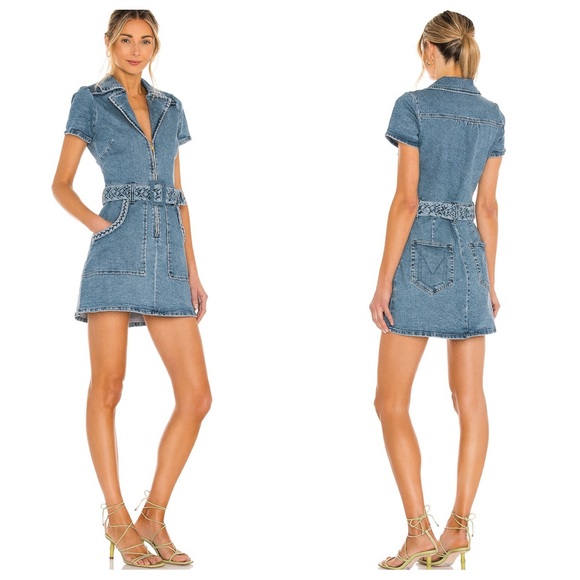 Show Me Your MuMu Outlaw Denim Dress in Tide Size XS NWT - Picture 2 of 14